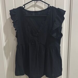 Black Ruffled Women's Top